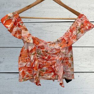 H&M floral oranges top small size